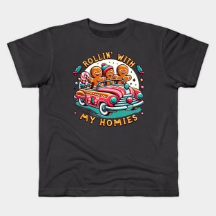 Rollin' With My Homies Vintage Gingerbread Men Kids T-Shirt